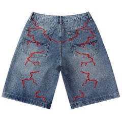 Letter Patterns Denim Shorts #8683