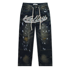 VALLEY Embroidered Rhinestone Jeans #8253