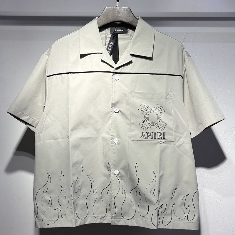 AMIRI Convertible-Collar Printed Silk-Twill Shirt