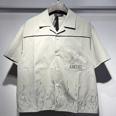 AMIRI Convertible-Collar Printed Silk-Twill Shirt
