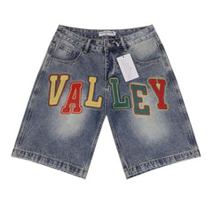 Letter Patterns Denim Shorts #8680