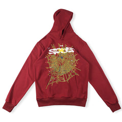 Sp5der Spider Web Print Gothic Punk Hoodie-Brown #144