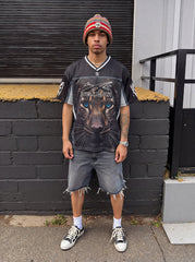 Hellstar Panther Print Mesh Jersey
