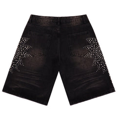 VALLEY Rhinestone Denim Shorts #8692